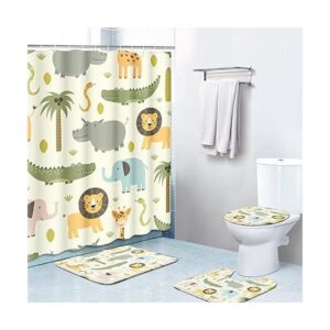 Britimes Juego de 4 cortinas de ducha animales de safari_1