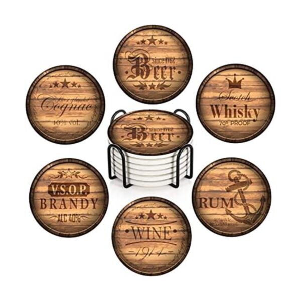 Britimes Juego de 6 posavasos para bebidas absorbentes con_1