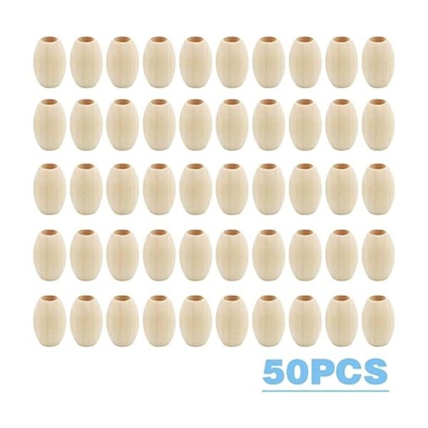 BronaGrand 50 cuentas de madera ovaladas naturales sin