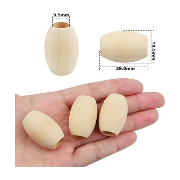BronaGrand 50 cuentas de madera ovaladas naturales sin