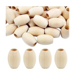 BronaGrand 50 cuentas de madera ovaladas naturales sin