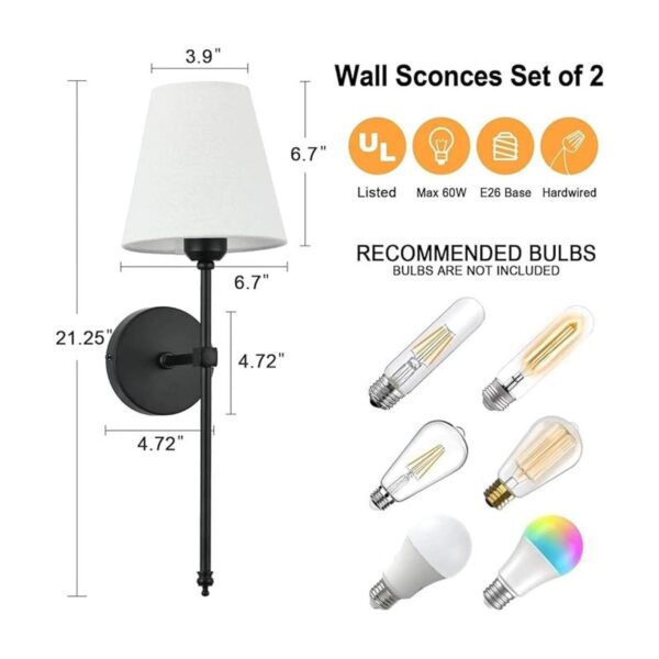 Bsmathom Juego de 2 apliques de pared lámparas de pared