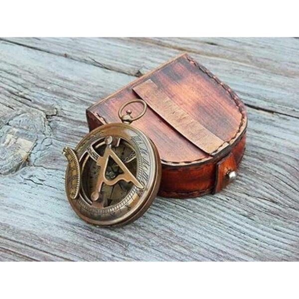 Brújula vintage con funda de cuero brújula de_5