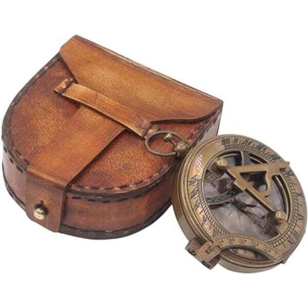 Brújula vintage con funda de cuero brújula de_1