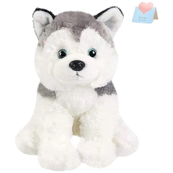 Bstaofy Peluche Husky de 12 pulgadas realista para_1