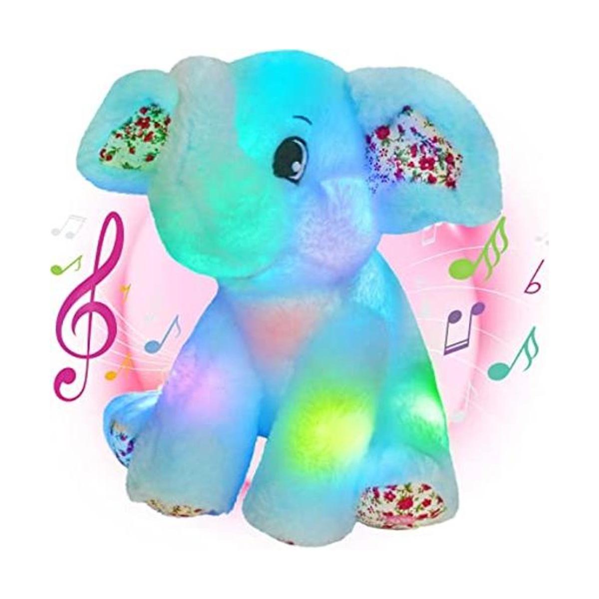 Bstaofy Juguete de peluche de elefante con luz musical de