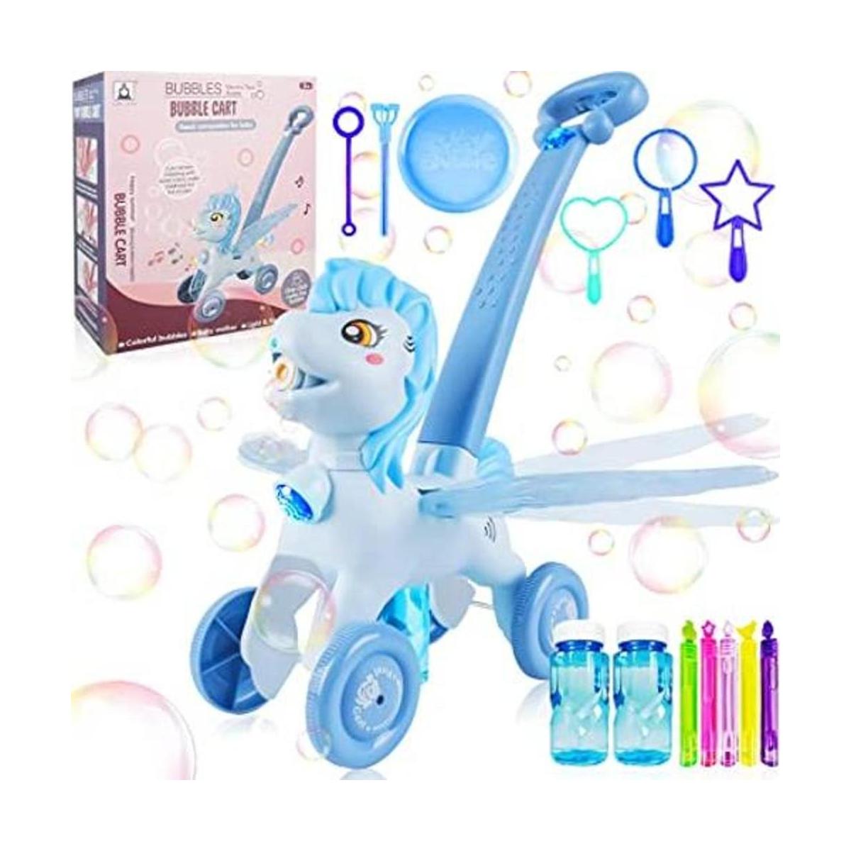 Bubble Machine Blower Blaster Lawn Mower Maker Blue Toy
