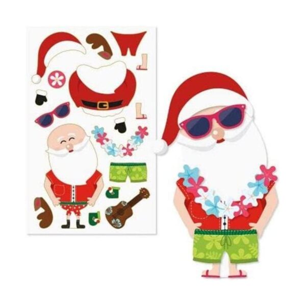 Build Your Own Santa Juego de 36 calcomanías de Papá Noel_1