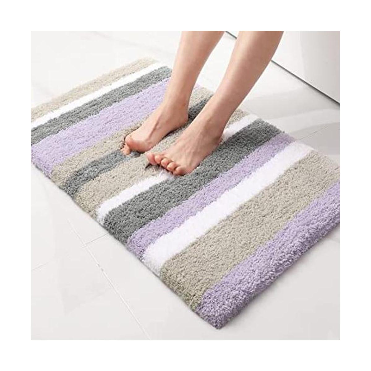 Buganda Alfombras de baño de microfibra a rayas extra