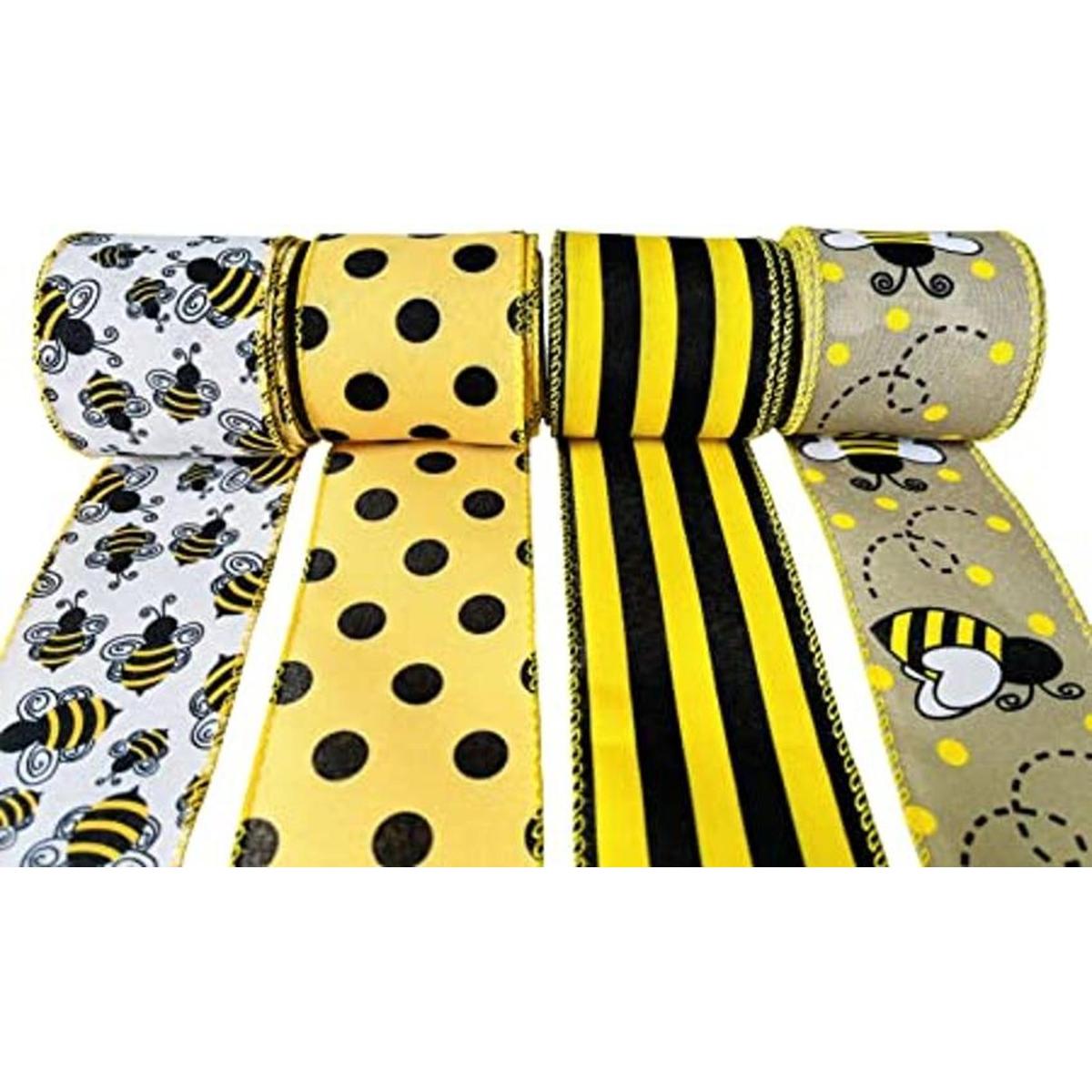 Bumble Bee Cinta de tela con alambre de 26 yardas diseño
