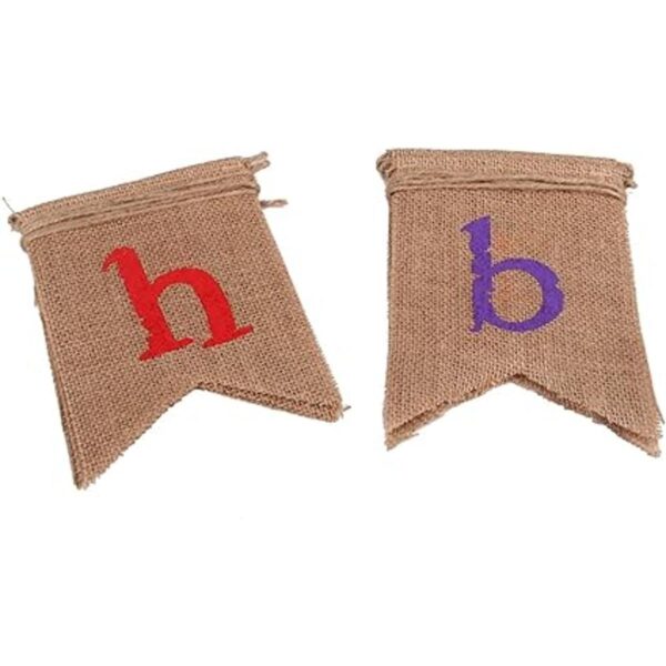 Burlap Happy Birthday Banner vagski suministros de fiesta_4
