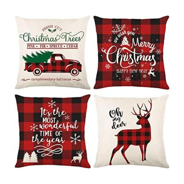 ButyHome Juego de 4 fundas de almohada de Navidad de 18 x