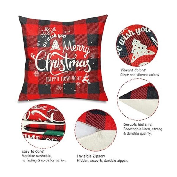 ButyHome Juego de 4 fundas de almohada de Navidad de 18 x