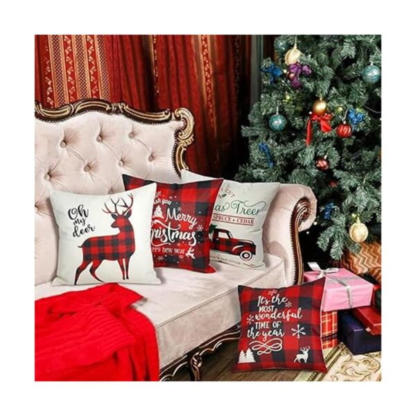 ButyHome Juego de 4 fundas de almohada de Navidad de 18 x