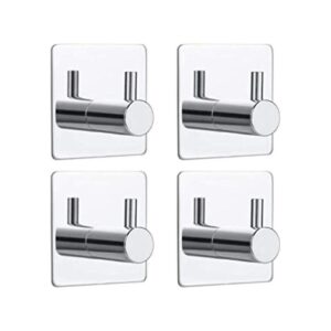 Bylion Paquete de 4 ganchos adhesivos de pared plateados