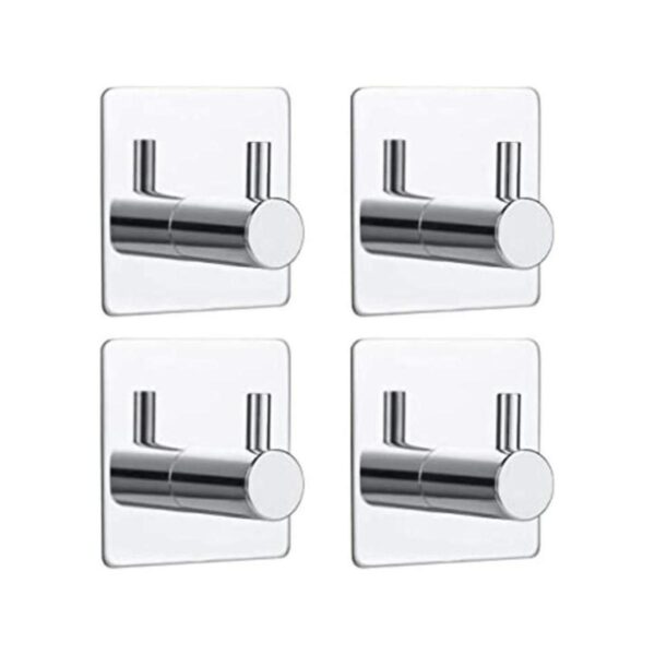 Bylion Paquete de 4 ganchos adhesivos de pared plateados