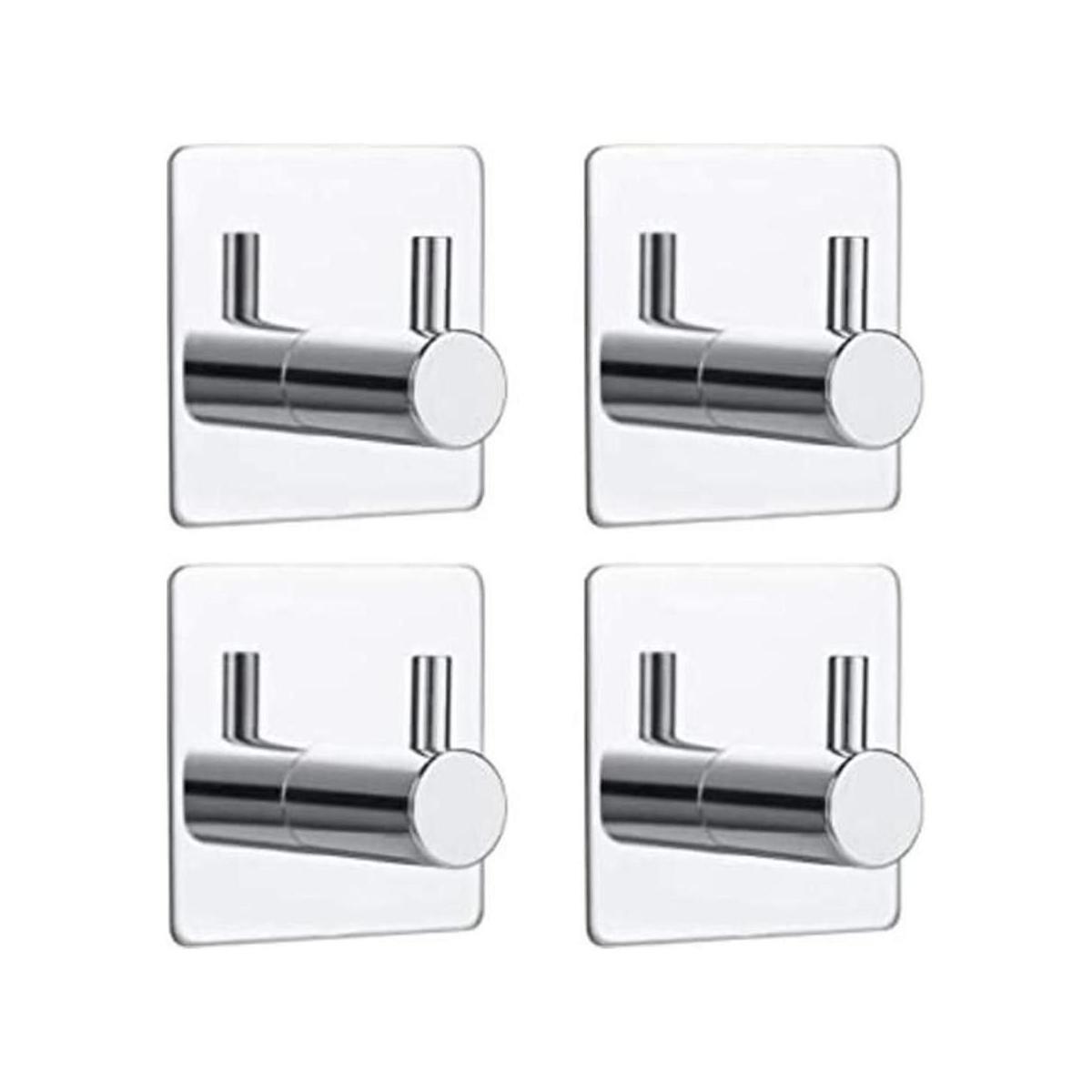 Bylion Paquete de 4 ganchos adhesivos de pared plateados