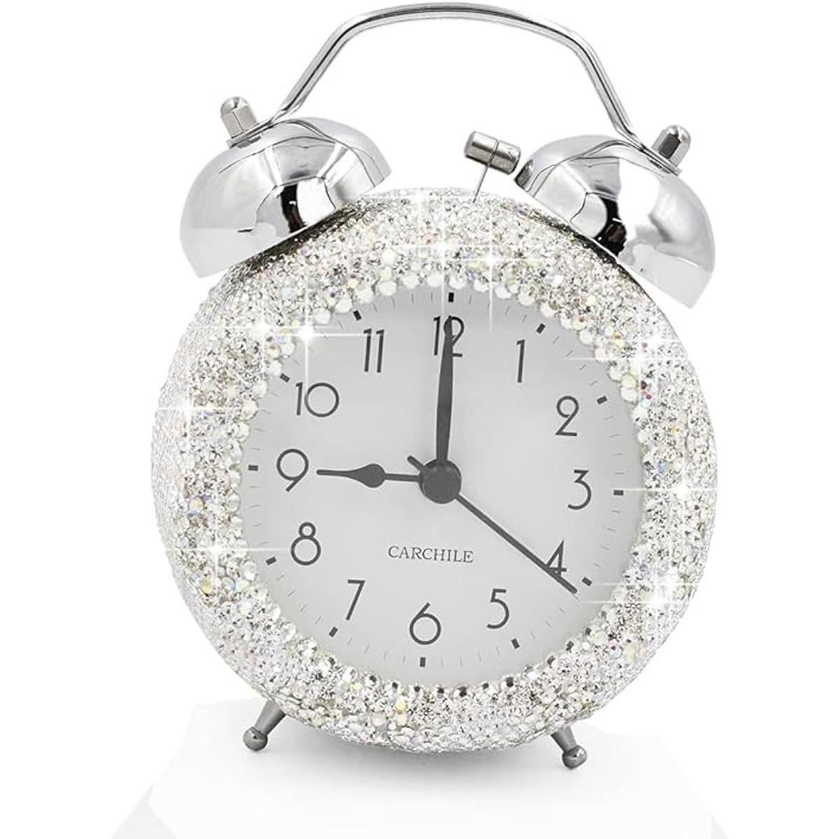 CARCHILE Reloj despertador de diamantes de imitación con
