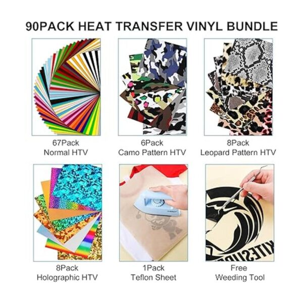 CAREGY Paquete de 90 vinilos termotransferibles HTV de 12_3