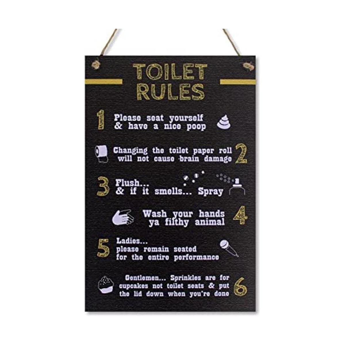CARISPIBET Reglas de inodoro letreros decorativos para el