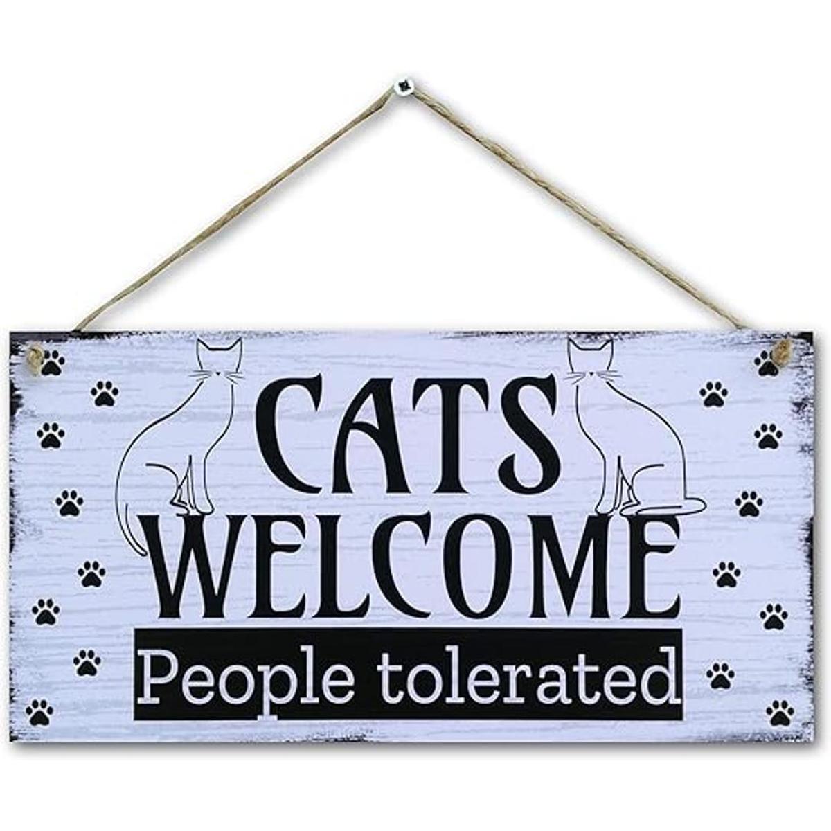 CARISPIBET Cats Welcome Letrero divertido para decoración
