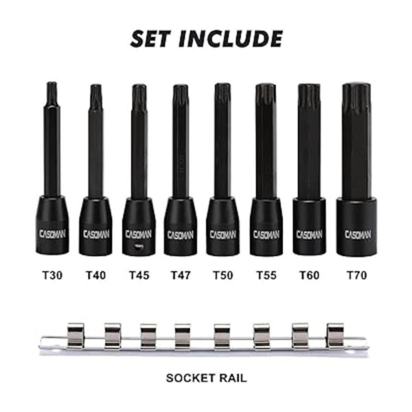 CASOMAN Juego de 8 llaves Torx Star de 38 pulgadas extra