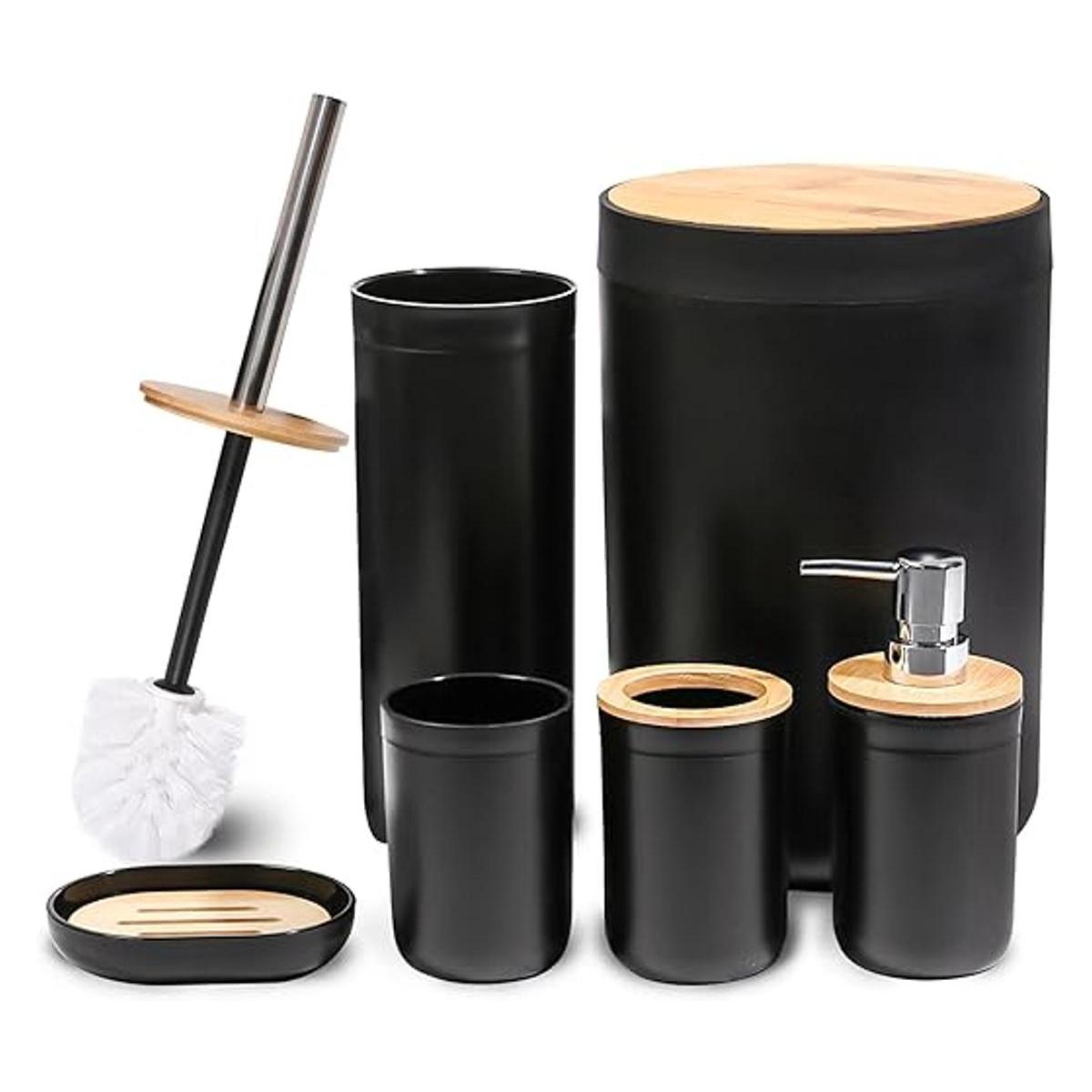 CERBIOR Juego de accesorios de baño de bambú juego de