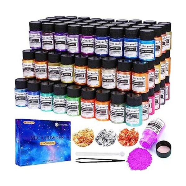 CHANGTIKEJI Polvo de mica 63 colores 0.35 ozbotella de