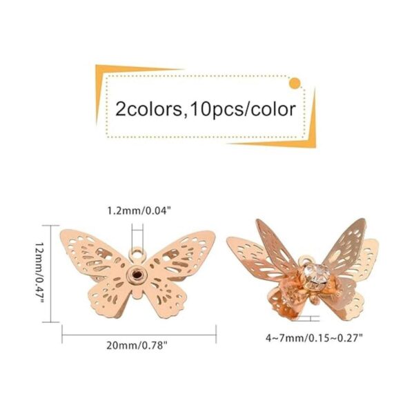 CHGCRAFT Dijes de mariposa con diamantes de imitación de