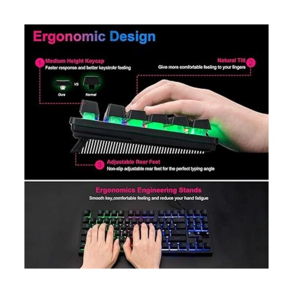 CHONCHOW Mouse y teclado RGB para juegos 87 teclas_5
