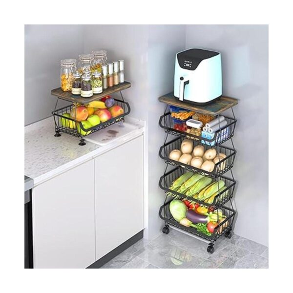 CHLORYARD Cesta de frutas con tapa de madera para cocina_3