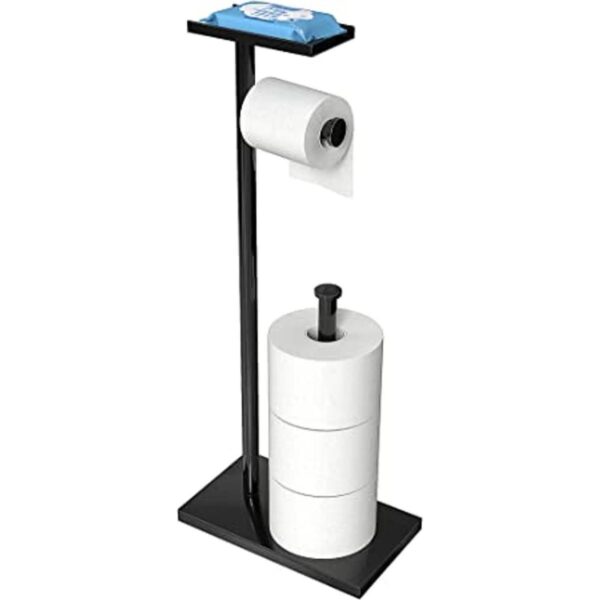 CISILY Soporte para papel higiénico negro con estante para_1