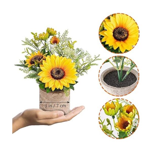 COCOBOO Maceta de flores artificiales de girasol