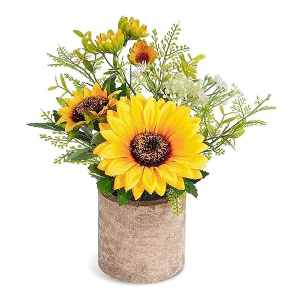 COCOBOO Maceta de flores artificiales de girasol