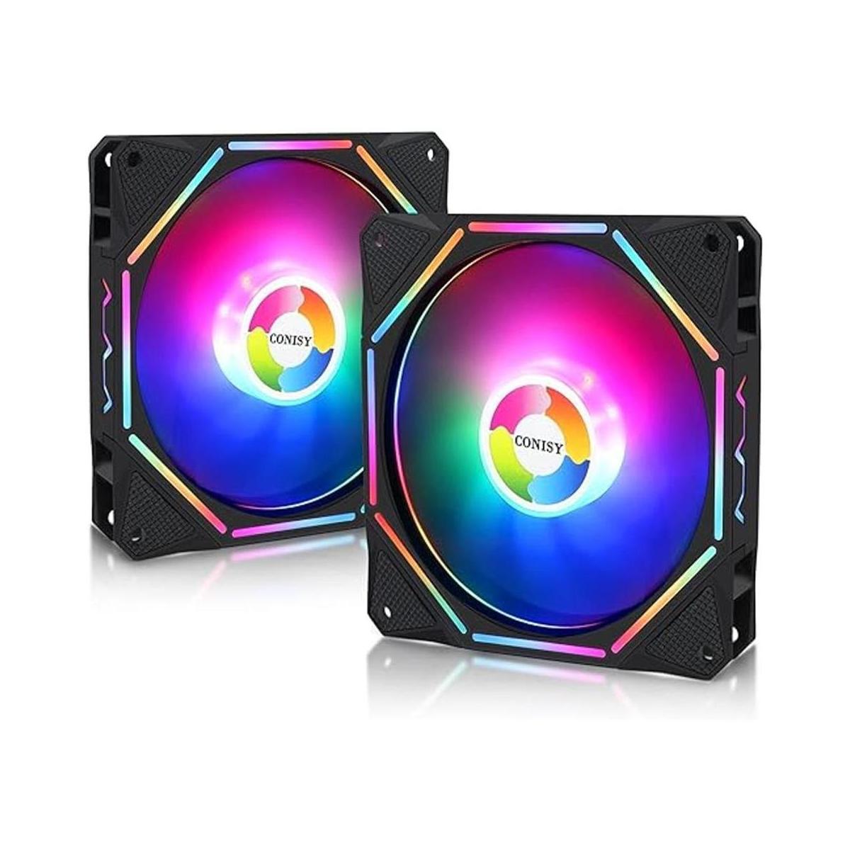 CONISY Serie LED RGB Ventilador de caja de 4.724 in para