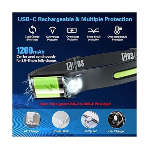 COSOOS Linterna LED recargable con luz roja y funda de_5