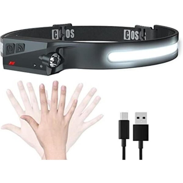 COSOOS Linterna frontal LED recargable luz ancha de 1000_1