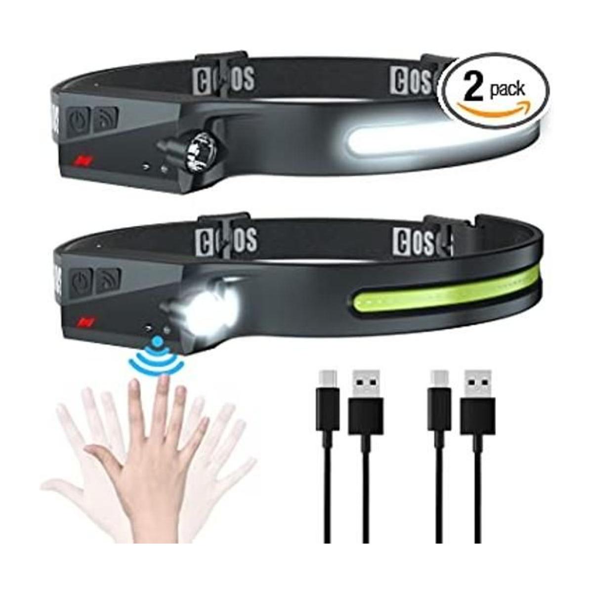 COSOOS Linterna recargable con 2 luces LED faro