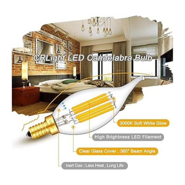 CRLight Bombilla LED de 6 W 3000 K color blanco suave_2