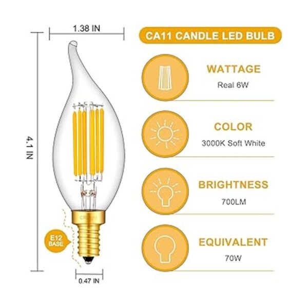 CRLight Bombilla LED de 6 W 3000 K color blanco suave_3