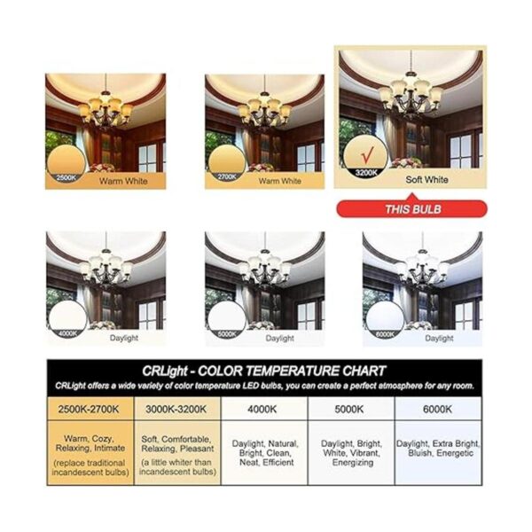 CRLight Bombilla LED regulable de 6 W de 3200 K color