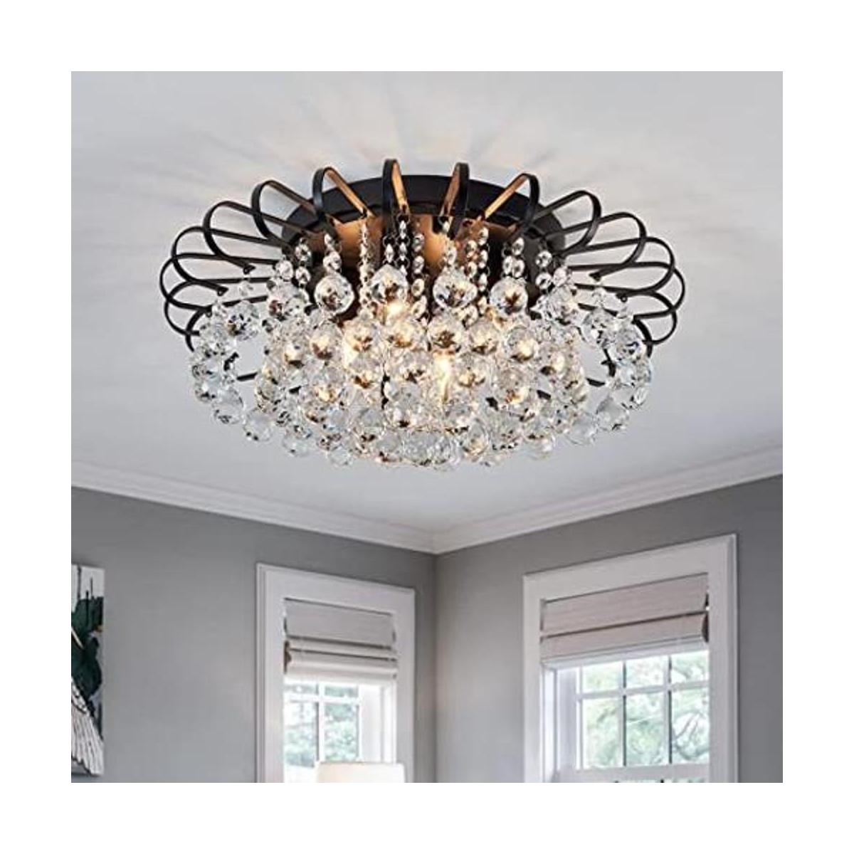 CVKASH Lámpara de araña floral de cristal de 4 luces