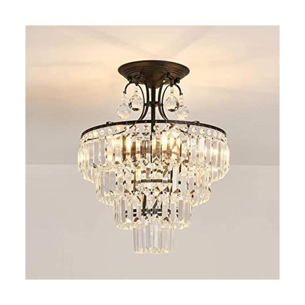 CVKASH Lámpara de araña redonda de cristal de 5 luces