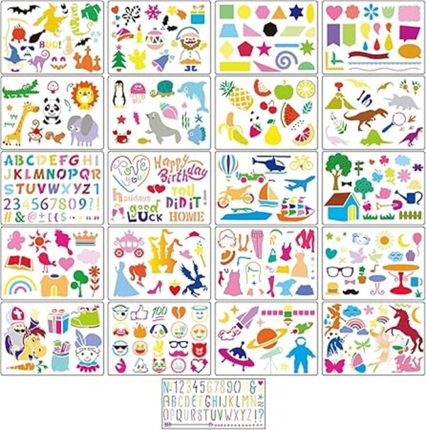 CZONG Juego de 21 plantillas de dibujo para niños con más_2
