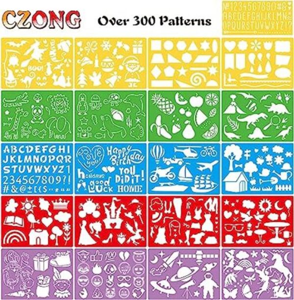 CZONG Juego de 21 plantillas de dibujo para niños con más_1