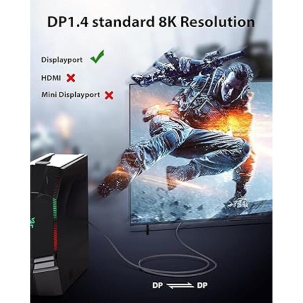 Cable DisplayPort 1.4 Stouchi 8K 6.6FT DP Cable 32.4Gbps_2