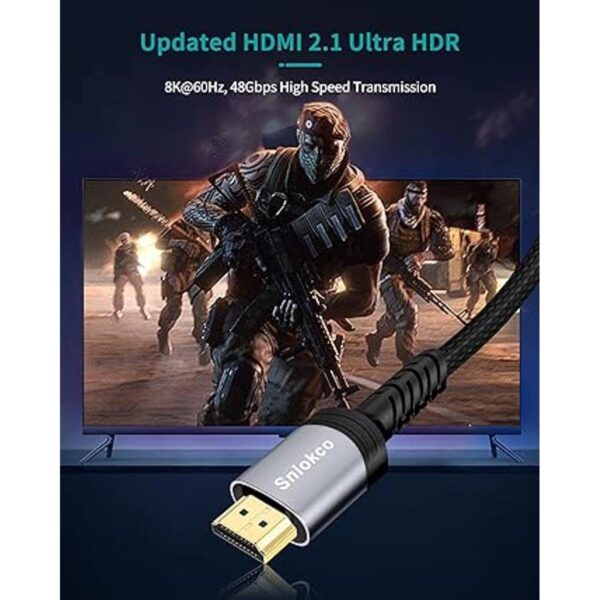 Cable HDMI 2.1 8K de 6.6 pies certificado Sniokco 48Gbps_3