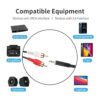 Cable RCA de 0.138 in a 30 pies Abireiv TRS macho a 2RCA_3