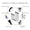 Cable USB C a Lightning de 1 pie certificado MFi paquete_2
