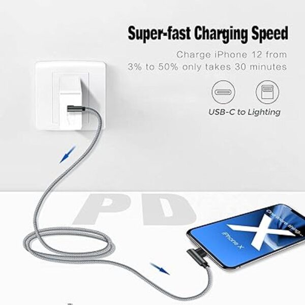 Cable USB C a Lightning de 10 pies con certificación MFi_2